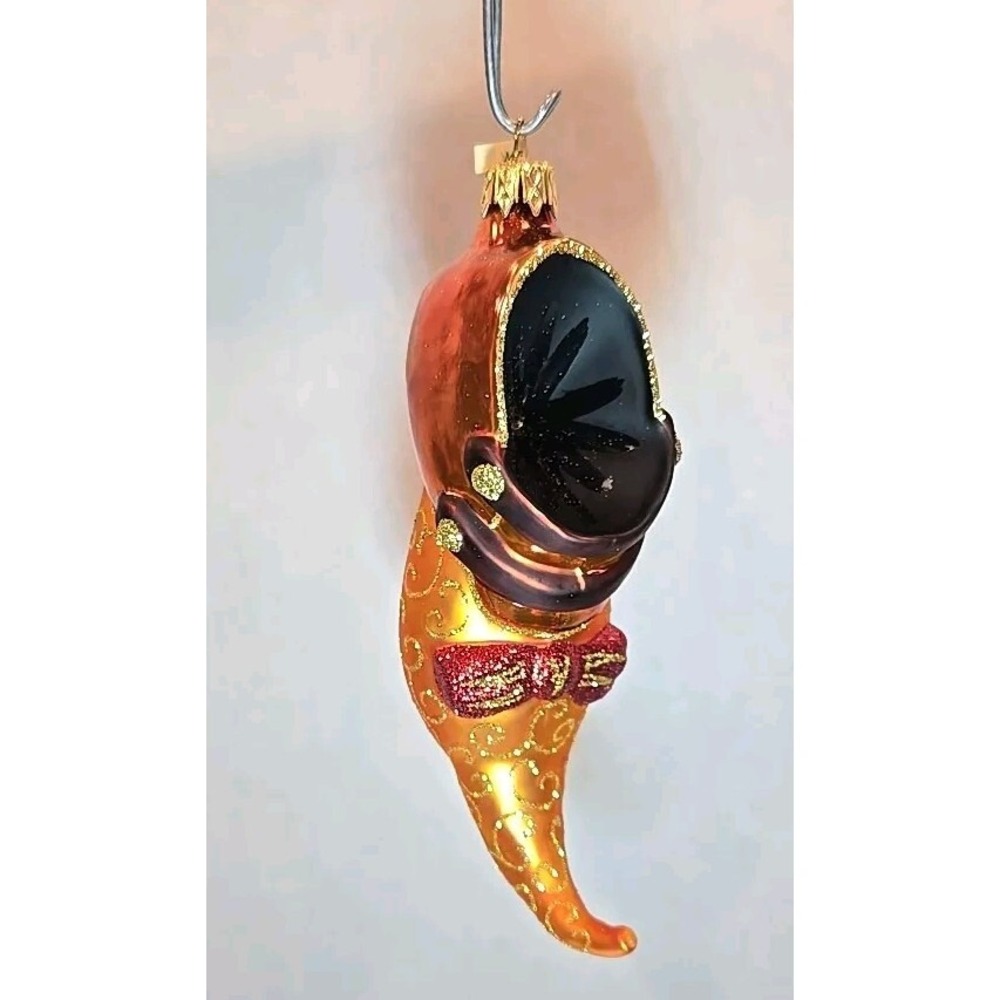Polish Glass Ornament hand painted 'Golden Slipper' Radko Inspired Poland - Picture 5 of 5